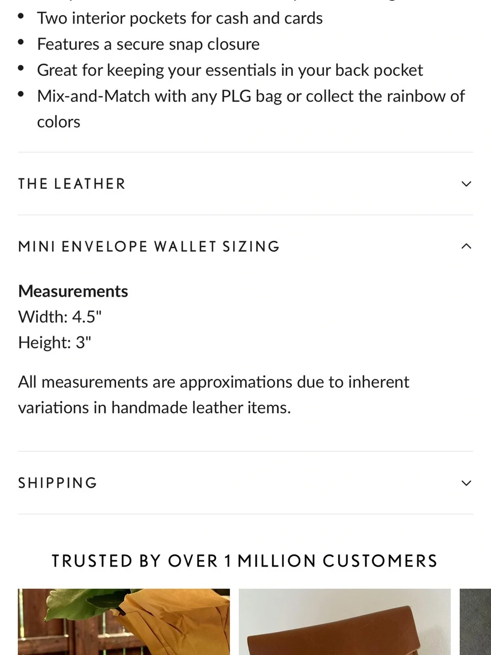 Portland leather goods mini envelope wallet in meadow